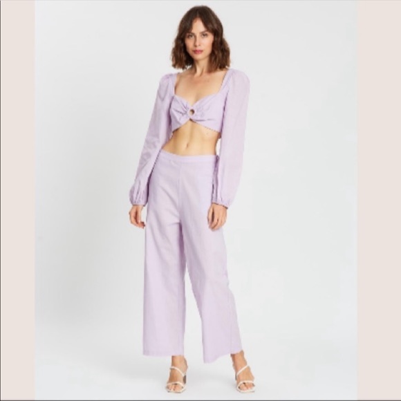 CHARLIE HOLIDAY JOELLE PANT LILAC HIGH RISE WIDE LEG - Picture 9 of 16